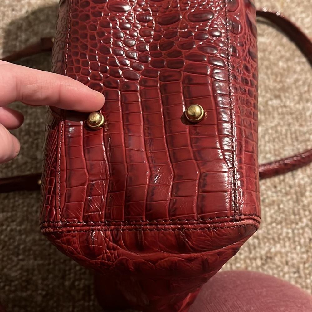 Brahmin Red Crocodile-Embossed Shoulder Bag - Picture 9 of 12